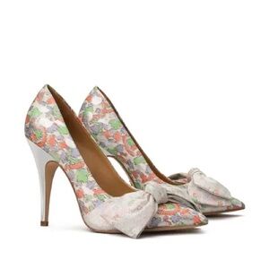 Tory Burch Legacy Paisley Lurex Jacquard Bow Pumps